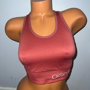 OISELLE Womens’ Coral Ribbed In2Sports Sports Bra Athletic Size Medium